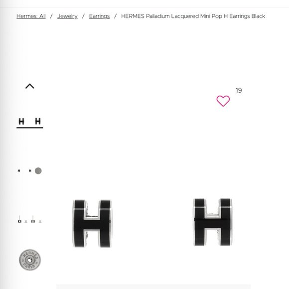 Hermes Jewelry - Hermes Palladium Lacquered Mini Pop H Earrings Black